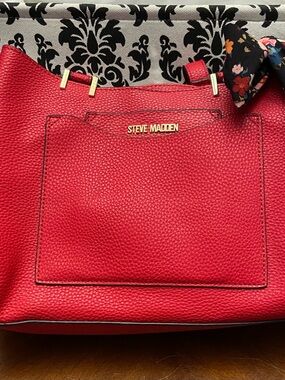 Steve Madden Red Pebble Leather Tote from Bobby Parker collection